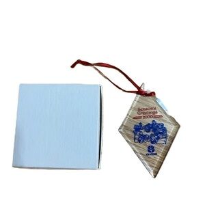 Vintage New Holland Tractor Christmas Ornament Glass Diamond 2000